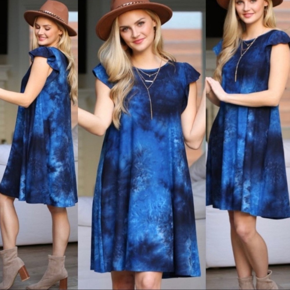 Large Ninexis tie dye blues dress